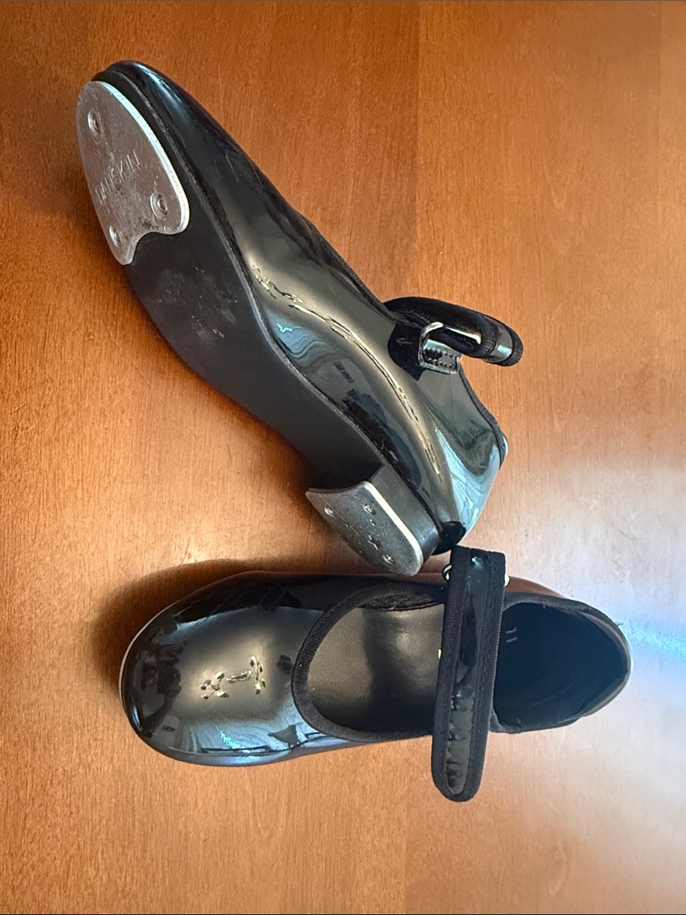 Danskin Black Patent Tap Oxfords with Strap